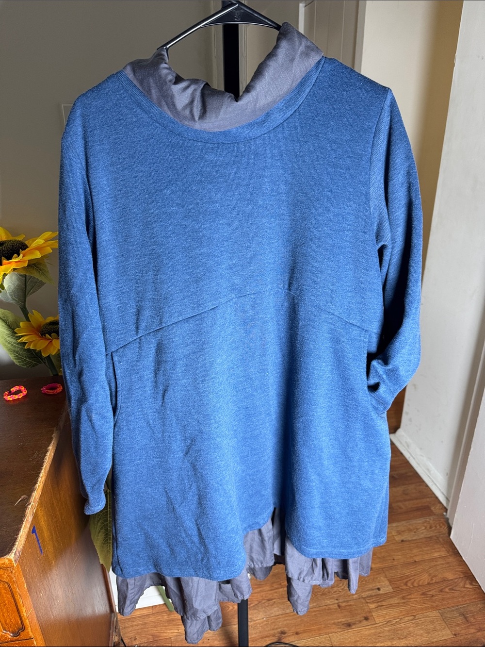 Blue Layered Ruffle Hem dress